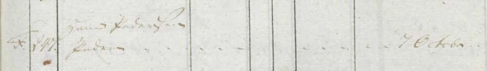 Udklip fra lægdsrulle med Hans Pedersens søn Peder i 1798
