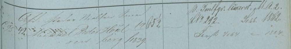 Udklip fra lægdsrulle med Mikkel Pedersen i 1858