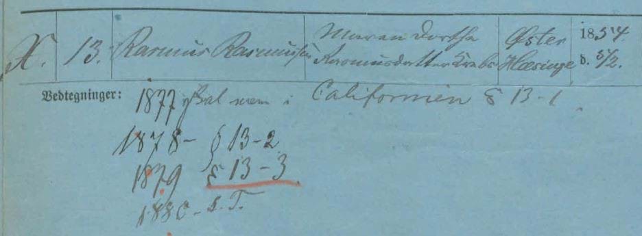 Rasmus Rasmussen i tilgangsrullen fra 1872