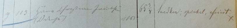Hans Christian Jacobsen i sessionsprotokollen i 1876