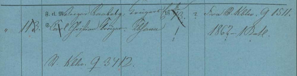 Carl Christian Krüger i tilgangstullen i 1866 i Helsingør