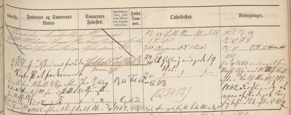 Carl Christian Krüger i tilgangsrullen i 1857