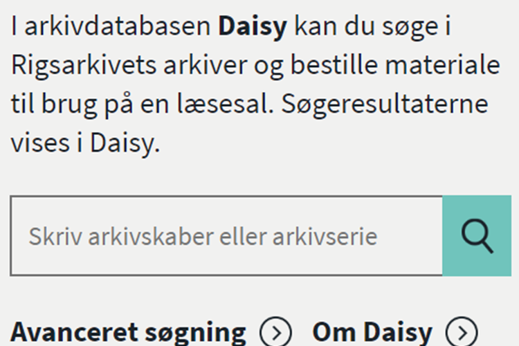 Rigsarkivets arkivdatabase Daisy: Introduktion