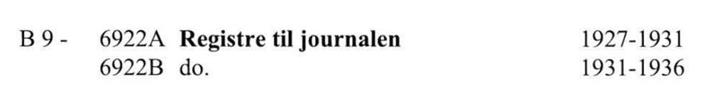 Udsnit fra arkivregistraturen over registre til Ribe Amts journaler