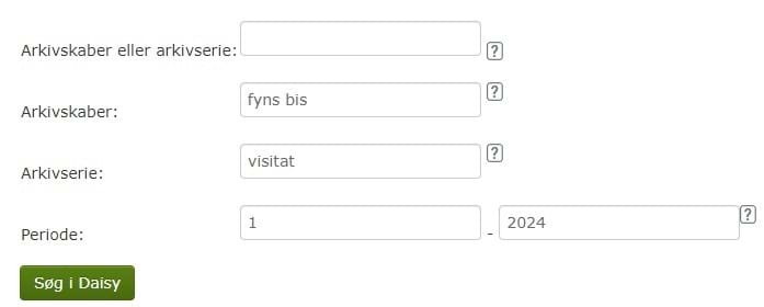 Rigsarkivet, Daisy: Søg efter biskoppers visitationsprotokoller