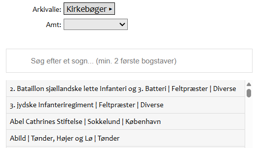 Skærmbillede fra AO genvej - Scannede kirkebøger